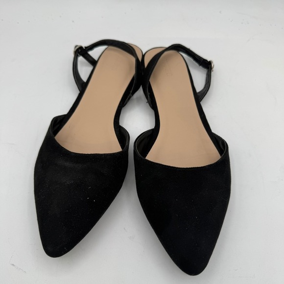 H&M Shoes - H&M Womens Black Faux Suede Pointed Toe Slingback Flats Shoes Size 7.5